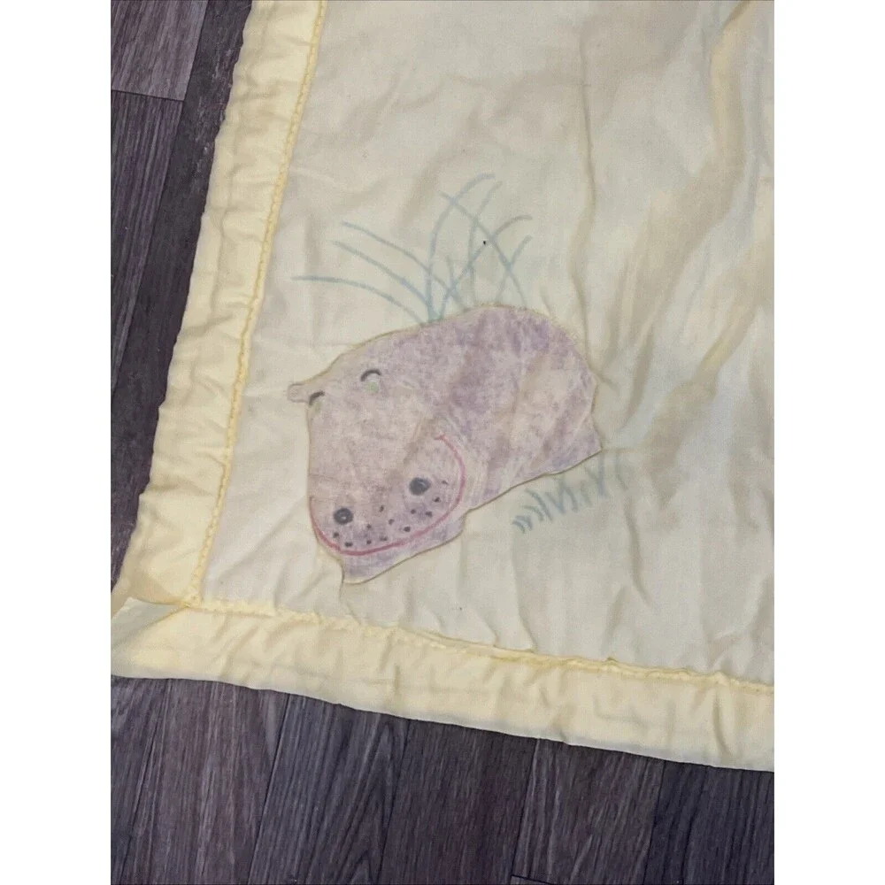 Homemade Baby comforter Quilt Crib Bedding Yellow Vintage Animals